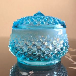 Fenton blue opalescent hobnail
